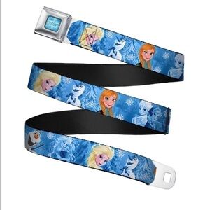 Buckle Down Frozen Characters Blue Webbing Seatbelt Belt
